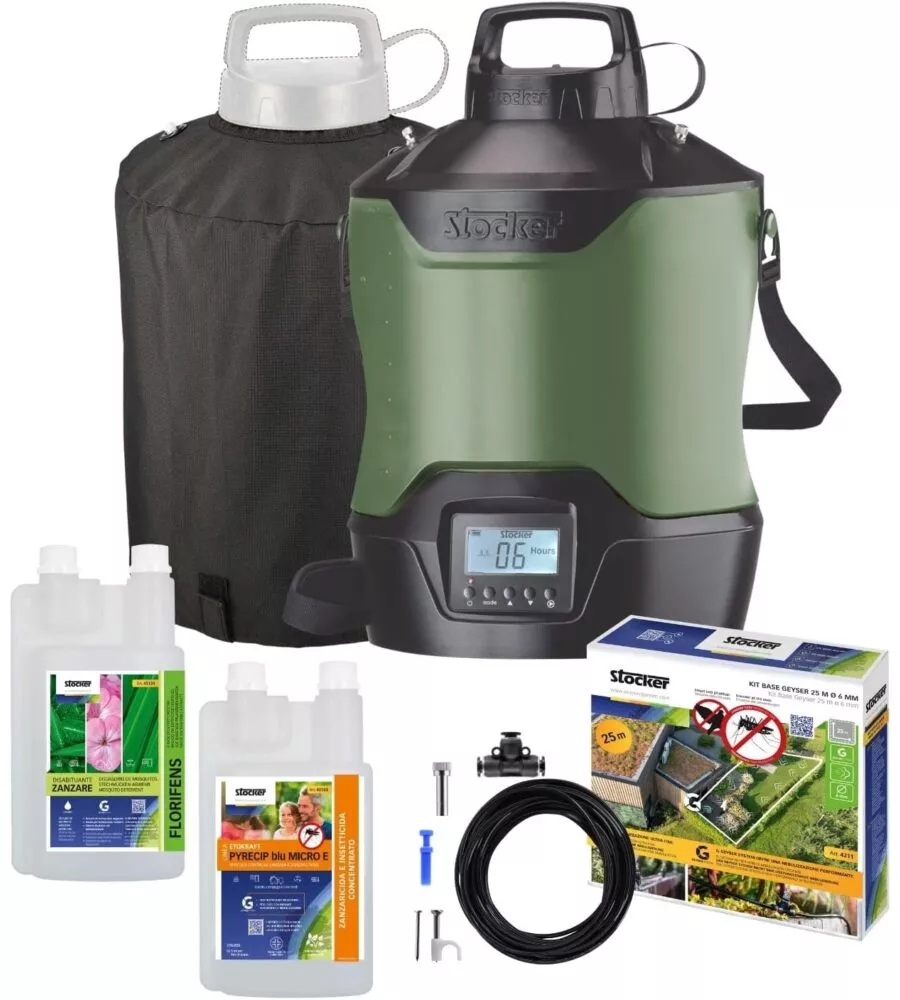 Kit antizanzare Stocker Geyser "Base" 12L con "Florifens" ed "Etokraft"